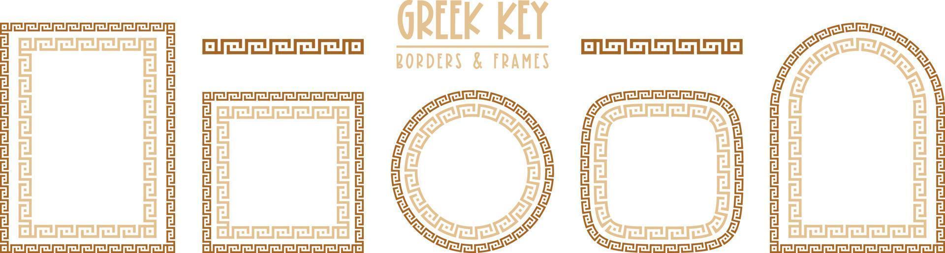 samling av grekiska nyckelramar och ramar. dekorativa antika meander vektor