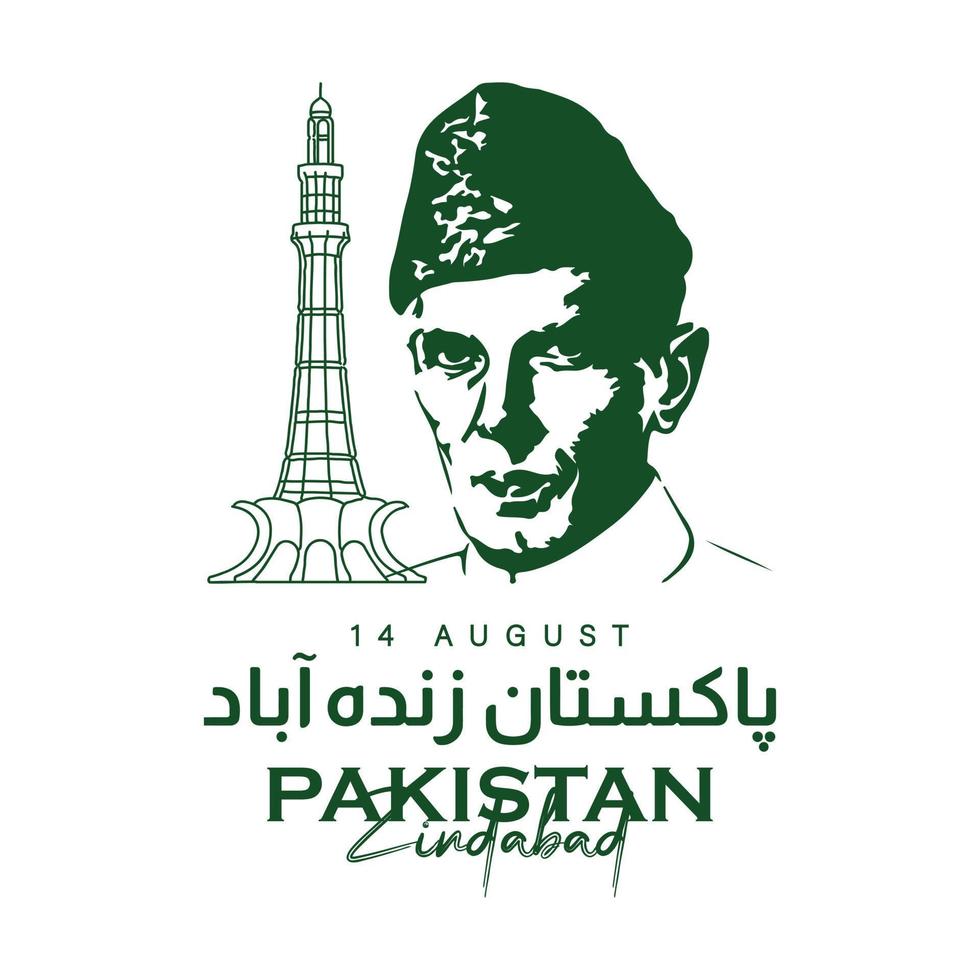 pakistanischer unabhängigkeitstag feiert. 14. August Unabhängigkeitstag. 14. august feier zum pakistan-tag. Pakistan Zindabad. Vektor-Illustration vektor