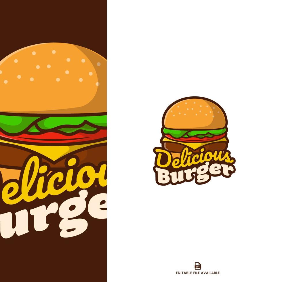läckra hamburgare isolerade tecknad ikon logotyp vektor