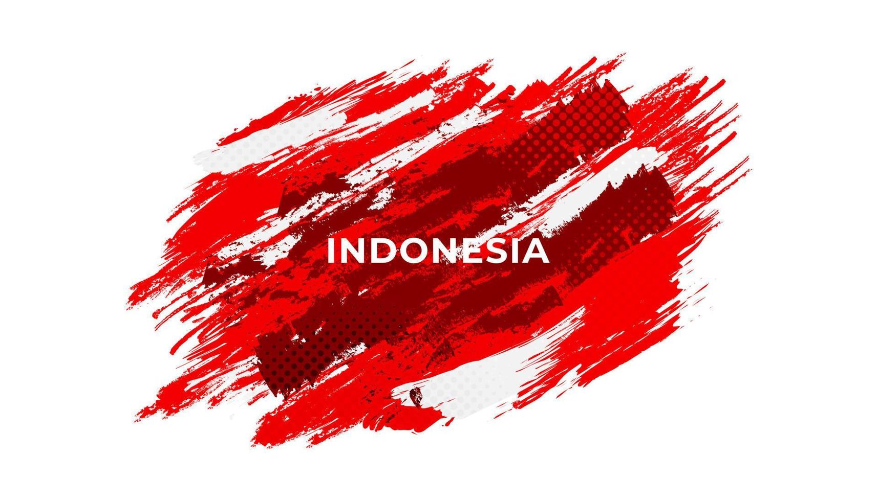 Indonesiens flagga med borste koncept. glad indonesiska självständighetsdagen. Indonesiens flagga i grunge stil vektor