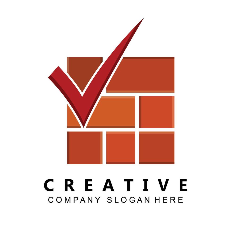 tegel logotyp design, byggmaterial illustration, byggföretag produkt varumärke ikon vektor