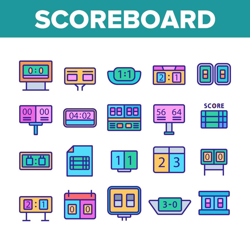 Scoreboard-Spiel-Tool-Sammlung Symbole Set Vektor