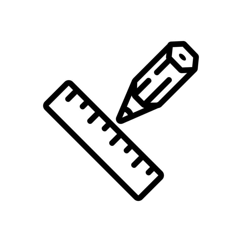 linjal och penna ikon vektor kontur illustration