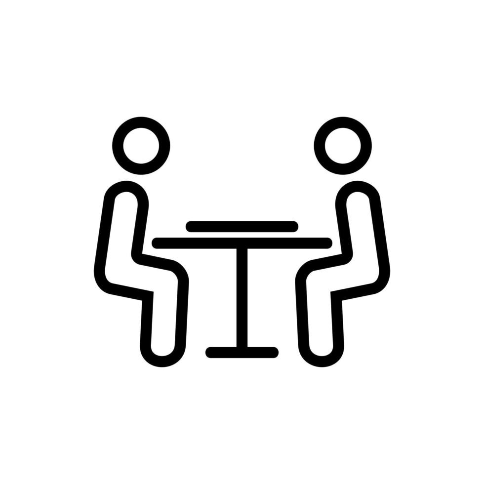 spelarna vid bordet ikon vektor kontur illustration