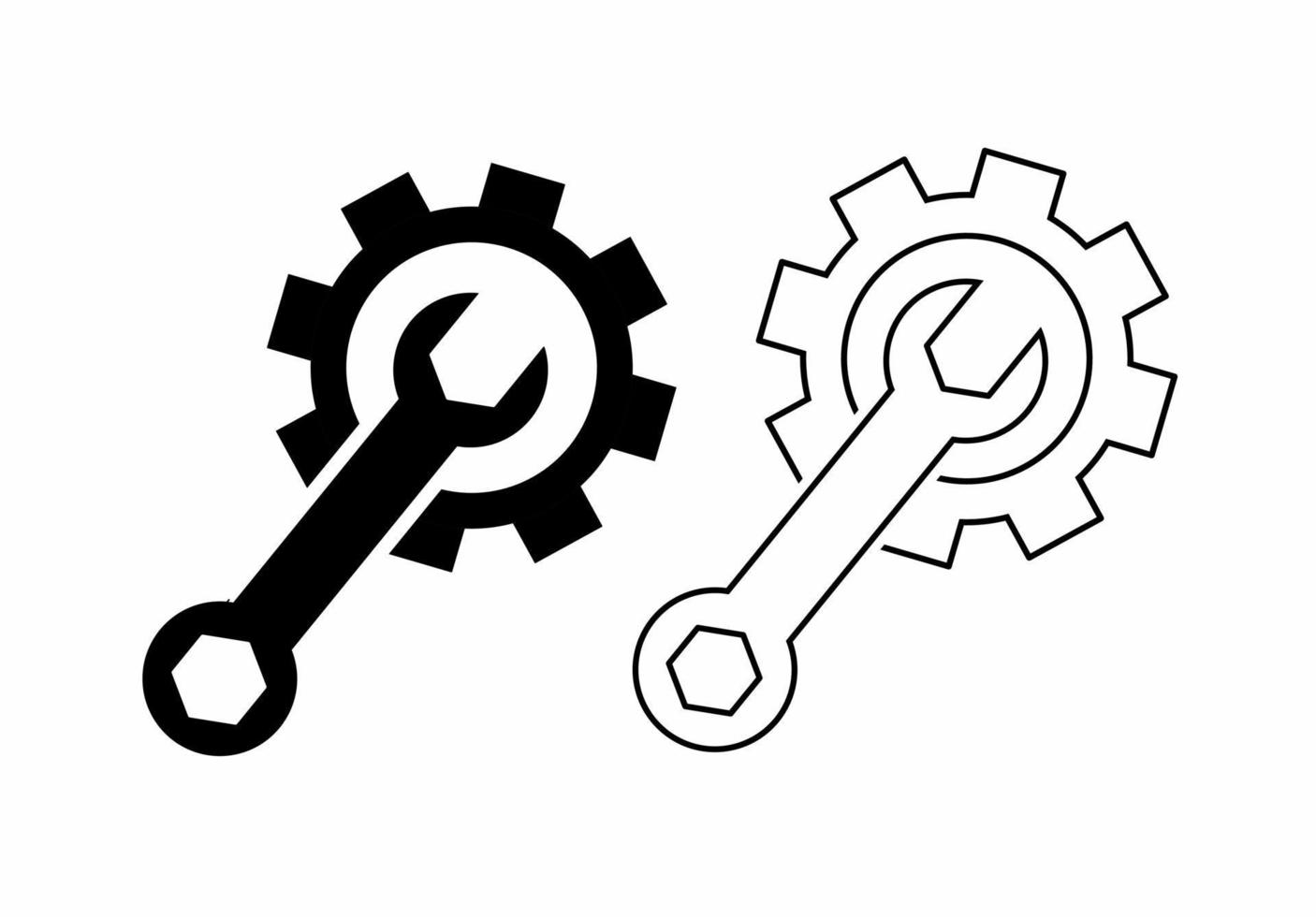 underhållsikon med skiftnyckel och hjul isolerad på vit bakgrund vektor