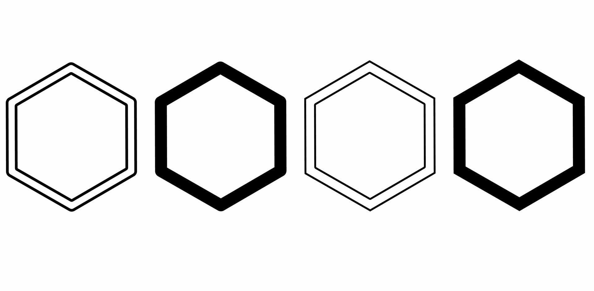 Hexagon-Vektorsatz isoliert auf weißem Hintergrund vektor