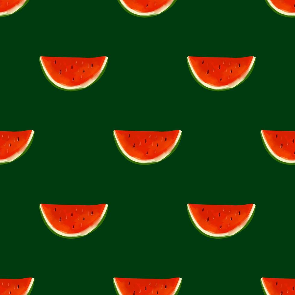 Nahtloses Muster mit iillustration Scheiben einer Wassermelone auf dunklem Hintergrund vektor