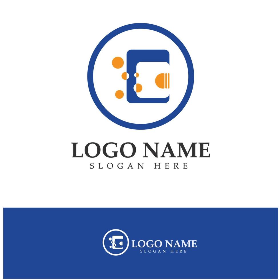 e-plånbok logotyp design ikon vektor