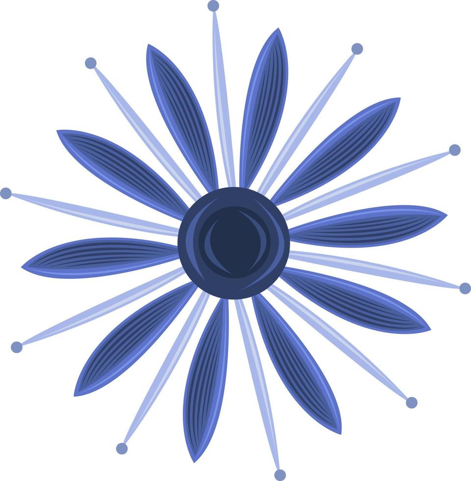 einzigartige dunkelblaue Blumenvektorillustration für Grafikdesign und dekoratives Element vektor