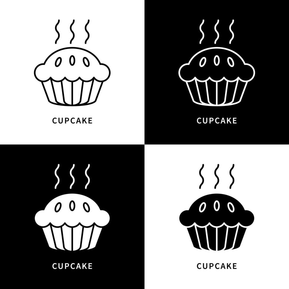 Cupcake-Symbol. Kuchen-Dessert-Logo. Vektorsymbol für Bäckerei- und Kochgeräte vektor