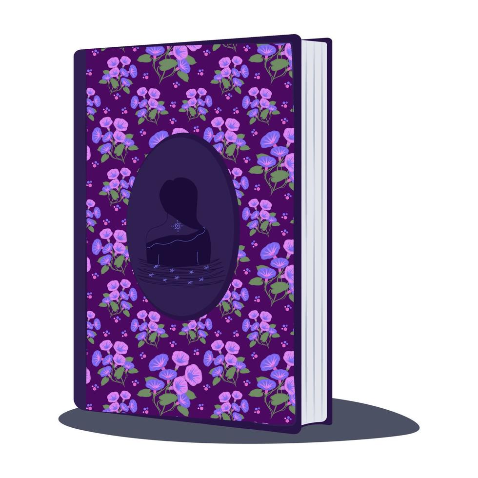 Violettes Buch mit floralem Einband vektor