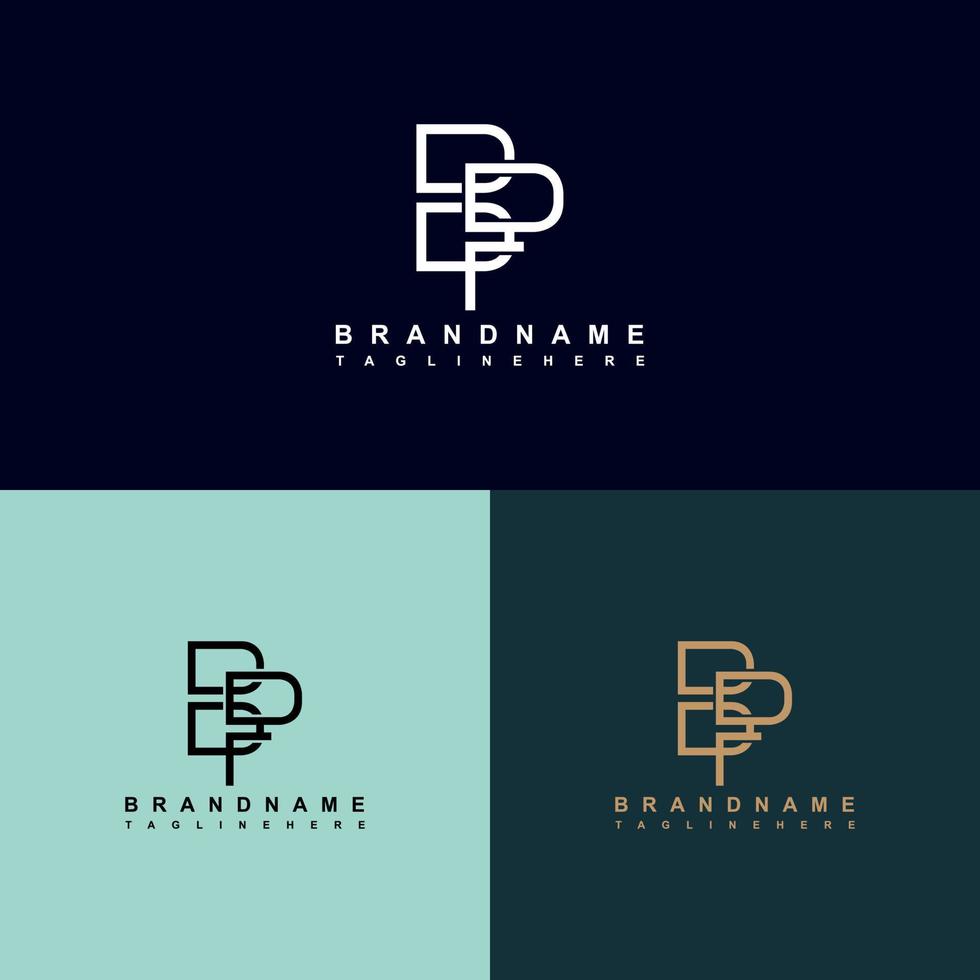 modern bp, pb bokstav logotyp vektor design med tre färger