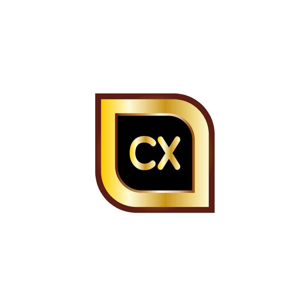 cx brev cirkel logotyp design med guld färg vektor