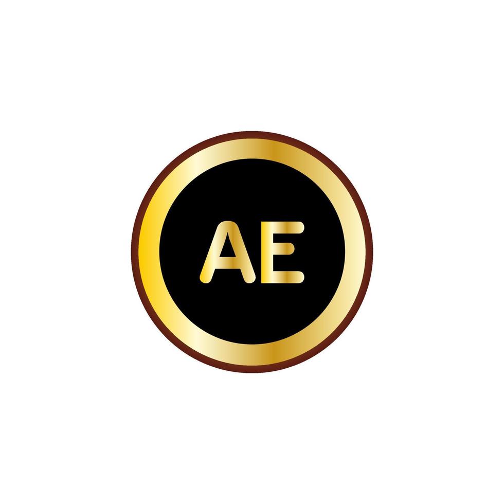 ae-Buchstaben-Kreis-Logo-Design mit goldener Farbe vektor