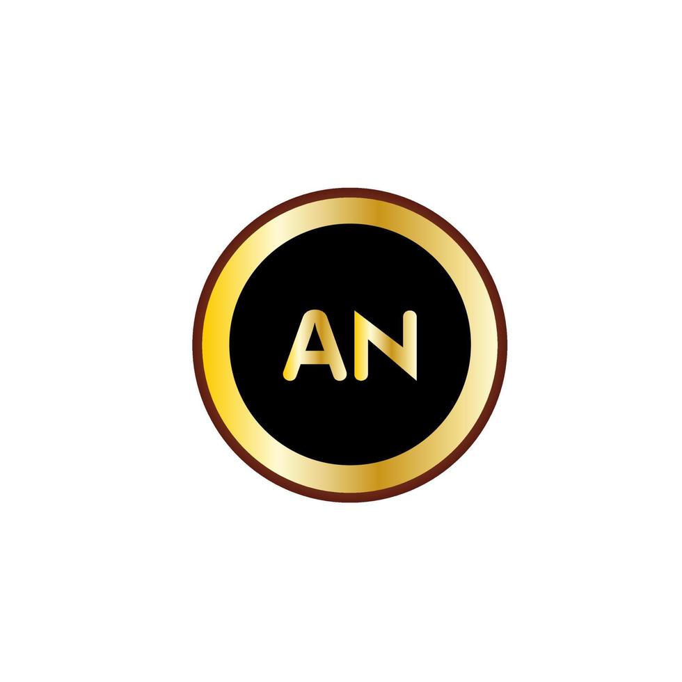 en bokstavscirkel-logotypdesign med guldfärg vektor