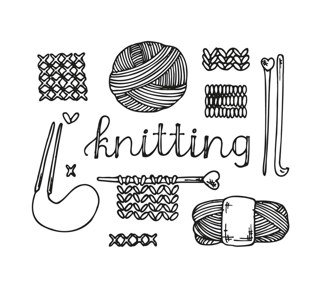 Handgemachte Stricknadeln Doodle-Symbol. Vintage-Vektorillustration für Banner und Karten vektor