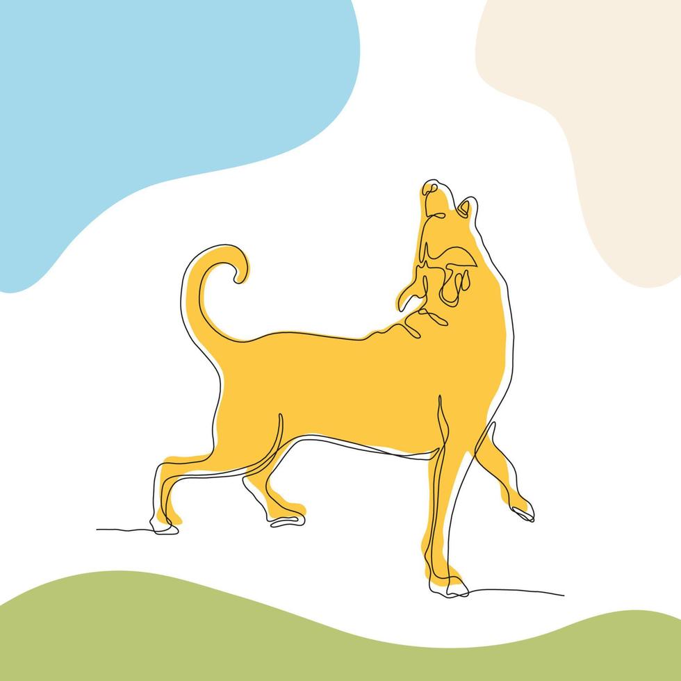 enda linje konst hund illustration. vektor djur print bild