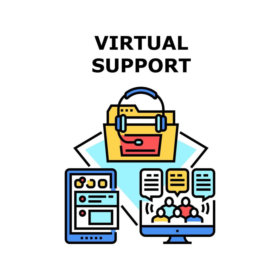 virtuellt stöd vektor koncept färg illustration