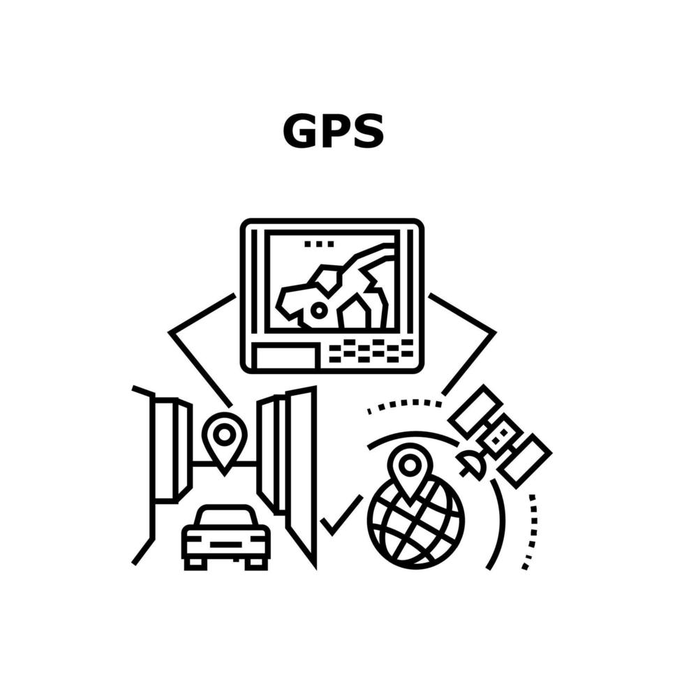 gps-teknik vektor koncept svart illustration