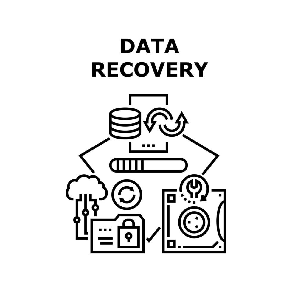 Farbabbildung des Datenwiederherstellungsvektorkonzepts vektor
