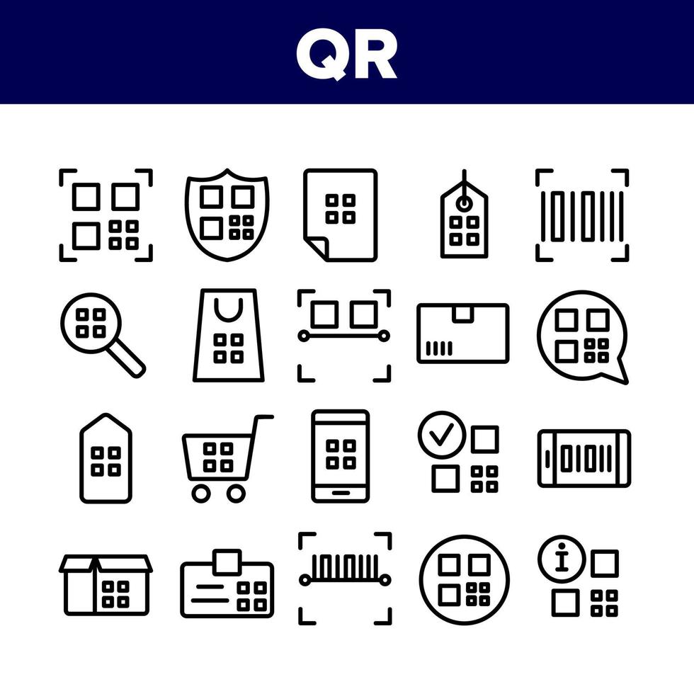 qr-kod scan samling element ikoner set vektor