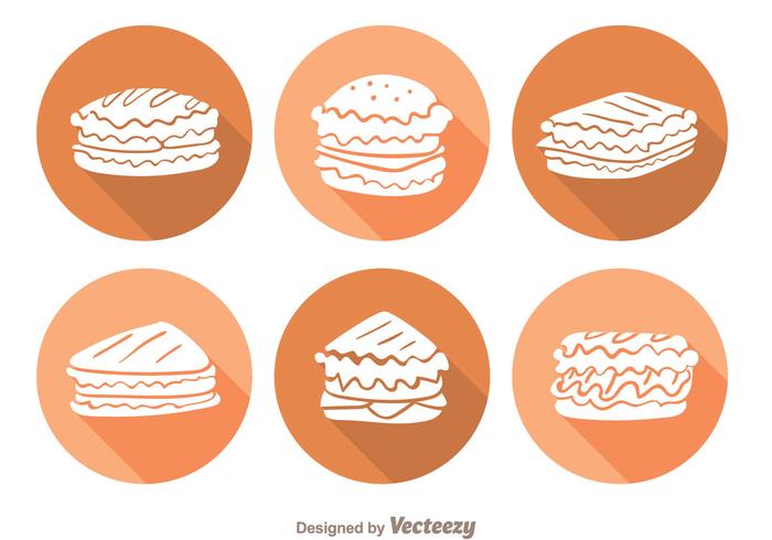 Sandwich Lange Schatten Icons vektor