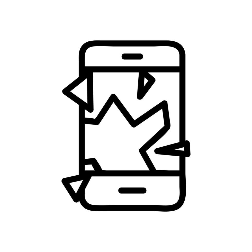 trasig telefon ikon vektor. isolerade kontur symbol illustration vektor