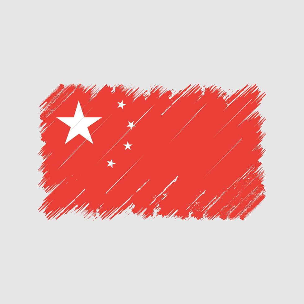 Kina flagga penseldrag. National flagga vektor