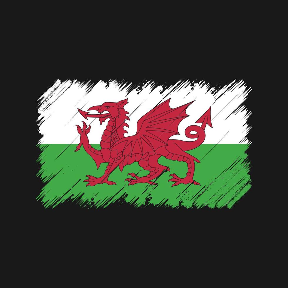 Wales flagga penseldrag. National flagga vektor