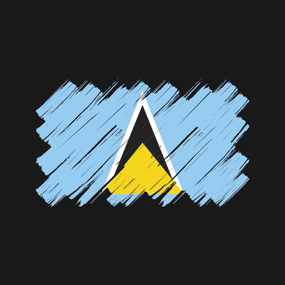 St. Lucia Flagge Pinselstriche. Nationalflagge vektor