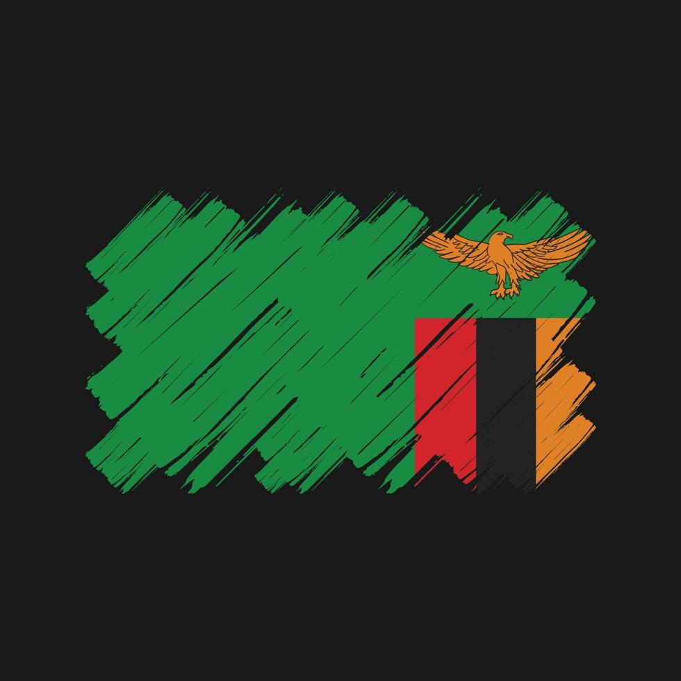 Pinselstriche mit Sambia-Flagge. Nationalflagge vektor