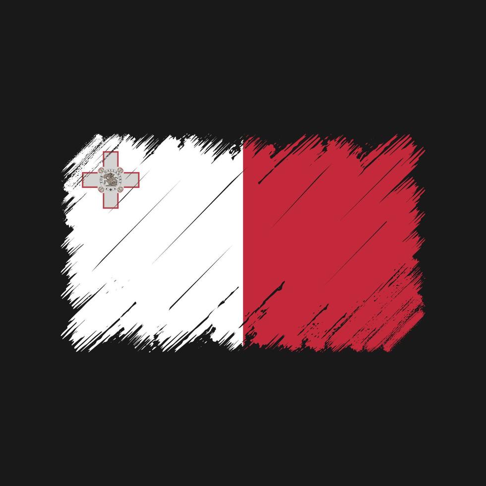 malta flagga penseldrag. National flagga vektor