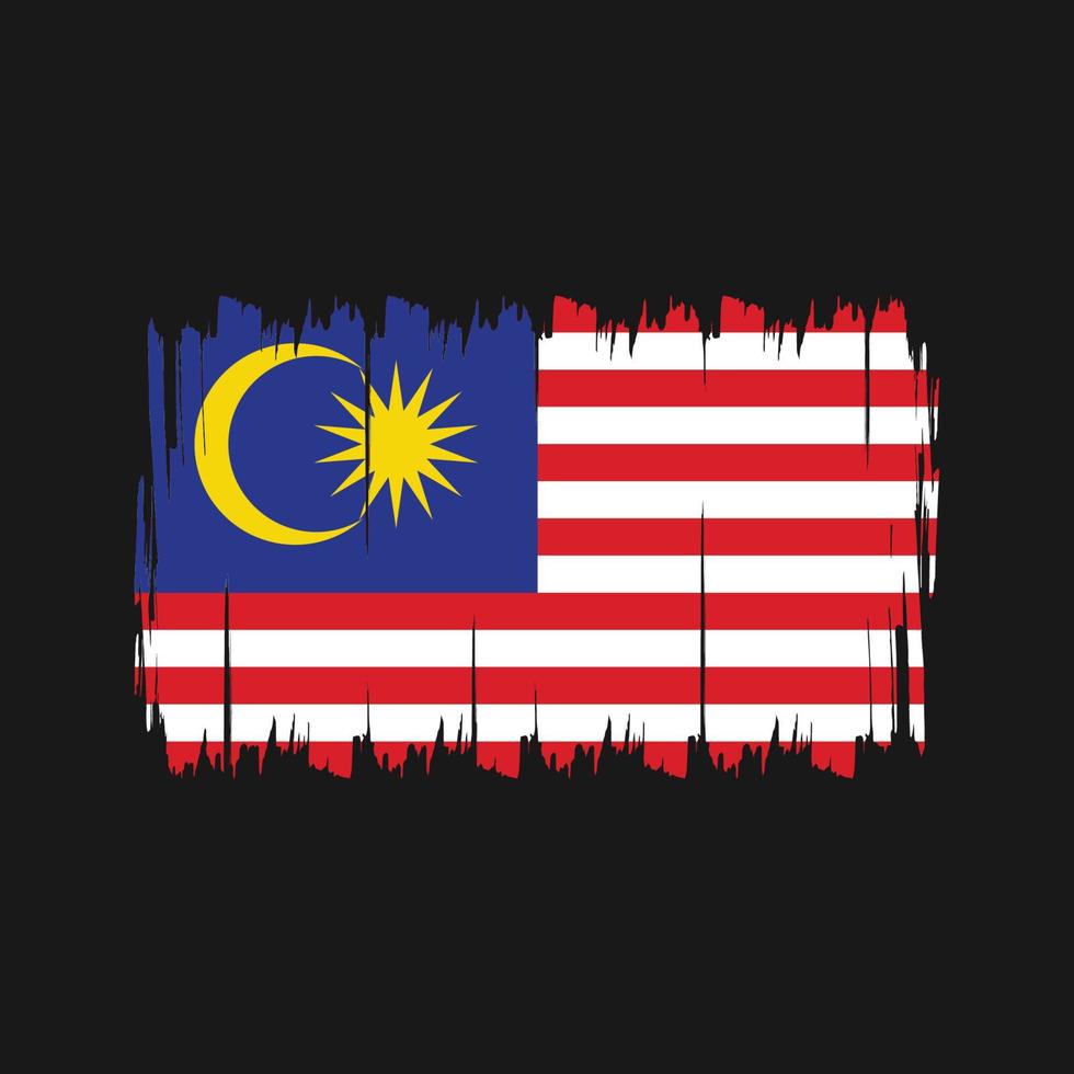 malaysia flaggborste. National flagga vektor