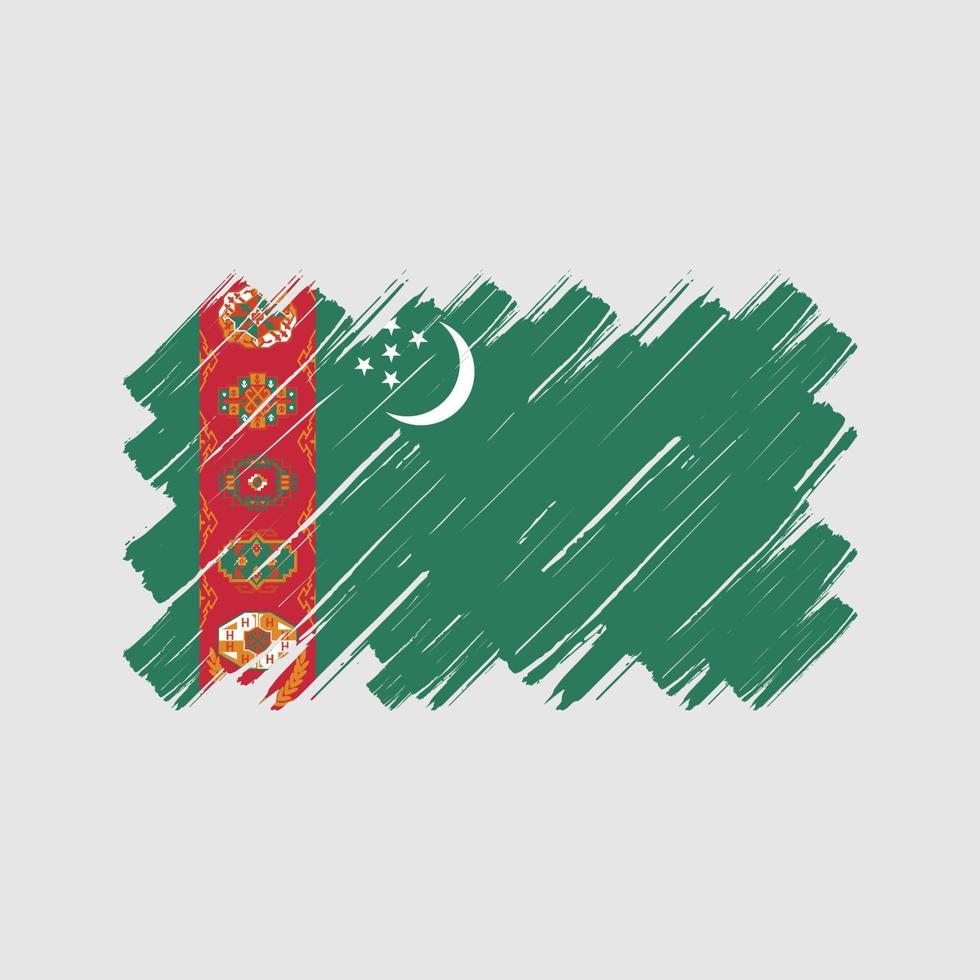 Pinselstriche der turkmenischen Flagge. Nationalflagge vektor