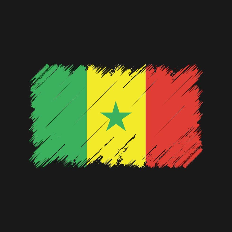 senegalska flaggan penseldrag. National flagga vektor