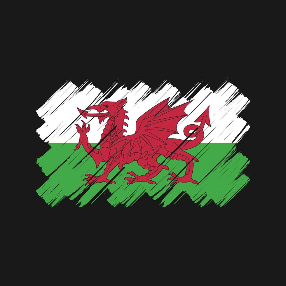 Pinselstriche der Wales-Flagge. Nationalflagge vektor