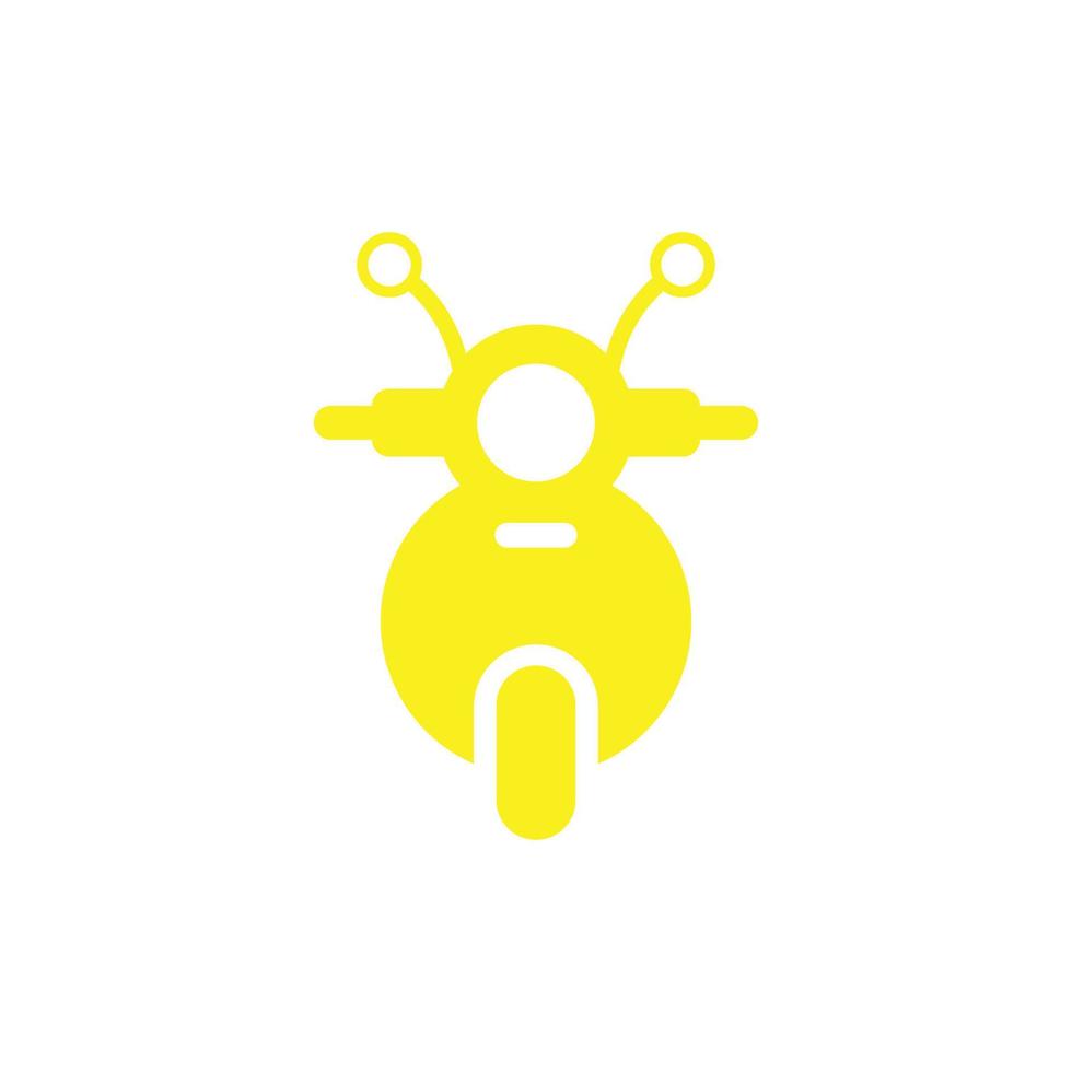 eps10 gul vektor motorcykel framifrån ikonen isolerad på vit bakgrund. skotersymbol i en enkel platt trendig modern stil för din webbdesign, logotyp, piktogram och mobilapplikation