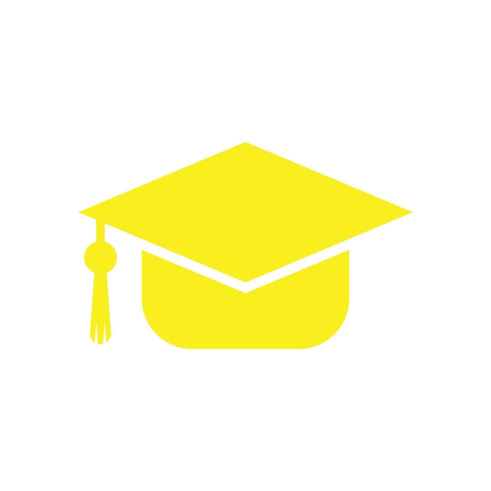 eps10 gelber Vektor Graduierungshut festes Symbol isoliert auf weißem Hintergrund. Abschlusskappe gefülltes Symbol in einem einfachen, flachen, trendigen, modernen Stil für Ihr Website-Design, Logo und mobile Anwendung