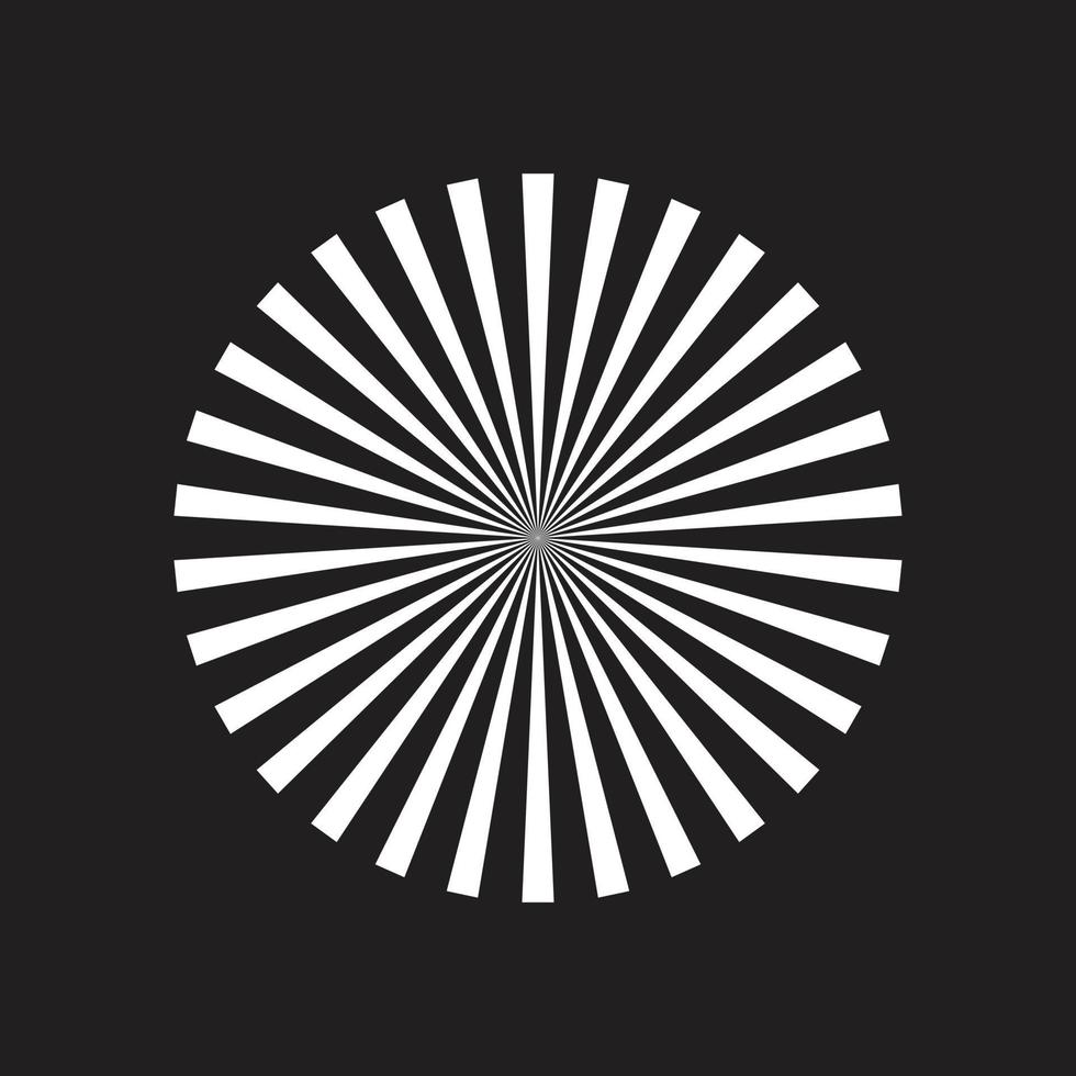 eps10 weißes Vektor-Starburst-Formsymbol isoliert auf schwarzem Hintergrund. Linienstrahlen-Symbol in einem einfachen, flachen, trendigen, modernen Stil für Ihr Website-Design, Logo und mobile Anwendung vektor