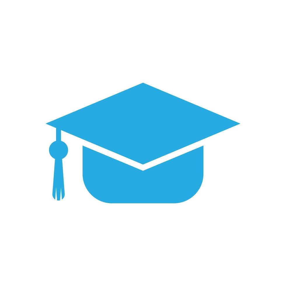 eps10 blå vektor examen hatt solid ikon isolerad på vit bakgrund. examensmössa fylld symbol i en enkel platt trendig modern stil för din webbdesign, logotyp och mobilapplikation