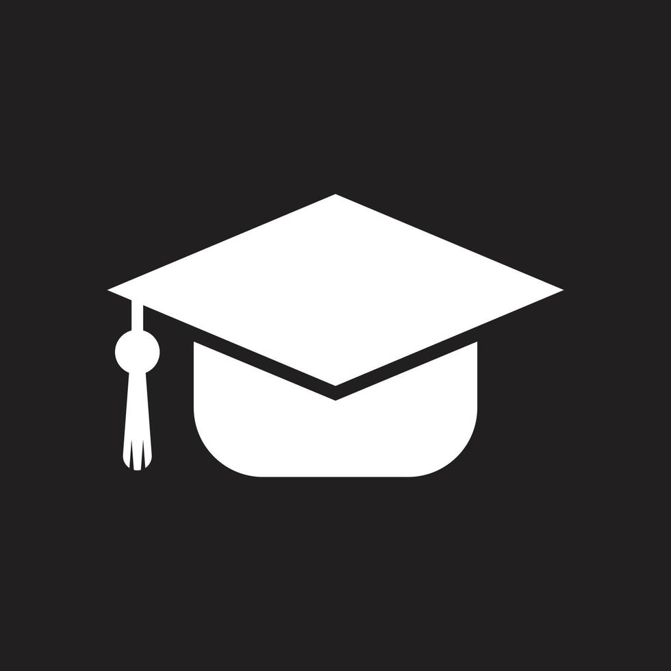 eps10 vit vektor examen hatt solid ikon isolerad på svart bakgrund. examensmössa fylld symbol i en enkel platt trendig modern stil för din webbdesign, logotyp och mobilapplikation