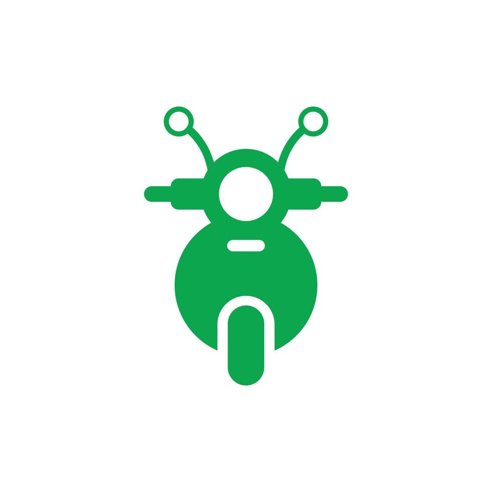 eps10 grünes Vektor-Motorrad-Vorderansicht-Symbol isoliert auf weißem Hintergrund. Scooter-Symbol in einem einfachen, flachen, trendigen, modernen Stil für Ihr Website-Design, Logo, Piktogramm und mobile Anwendung vektor