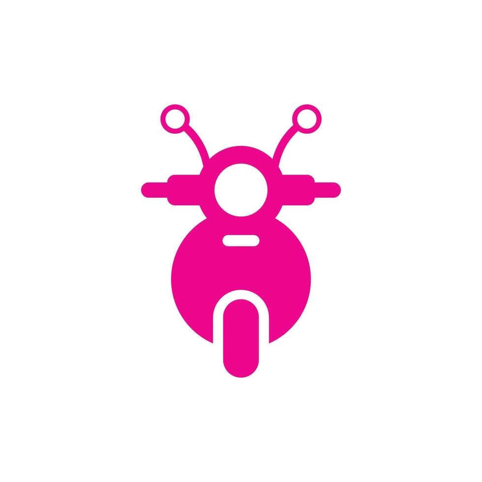 eps10 rosa Vektor-Motorrad-Vorderansicht-Symbol isoliert auf weißem Hintergrund. Scooter-Symbol in einem einfachen, flachen, trendigen, modernen Stil für Ihr Website-Design, Logo, Piktogramm und mobile Anwendung vektor