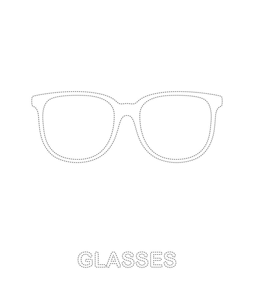 Arbeitsblatt zum Nachzeichnen von Brillen für Kinder vektor
