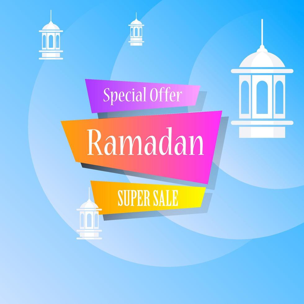 ramadan kareem set plakatverkauf und etikettenpreisschilddesign mit farbenfrohem farbverlauf vektor