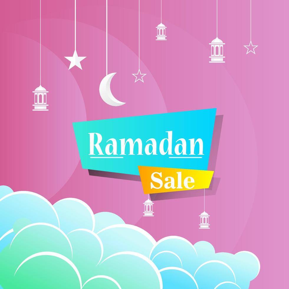 ramadan kareem set plakatverkauf und etikettenpreisschilddesign mit farbenfrohem farbverlauf vektor