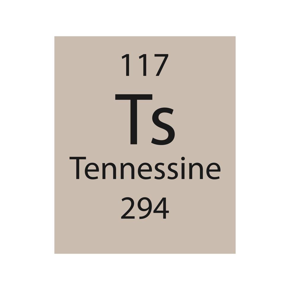 tennessine symbol. kemiskt element i det periodiska systemet. vektor illustration.