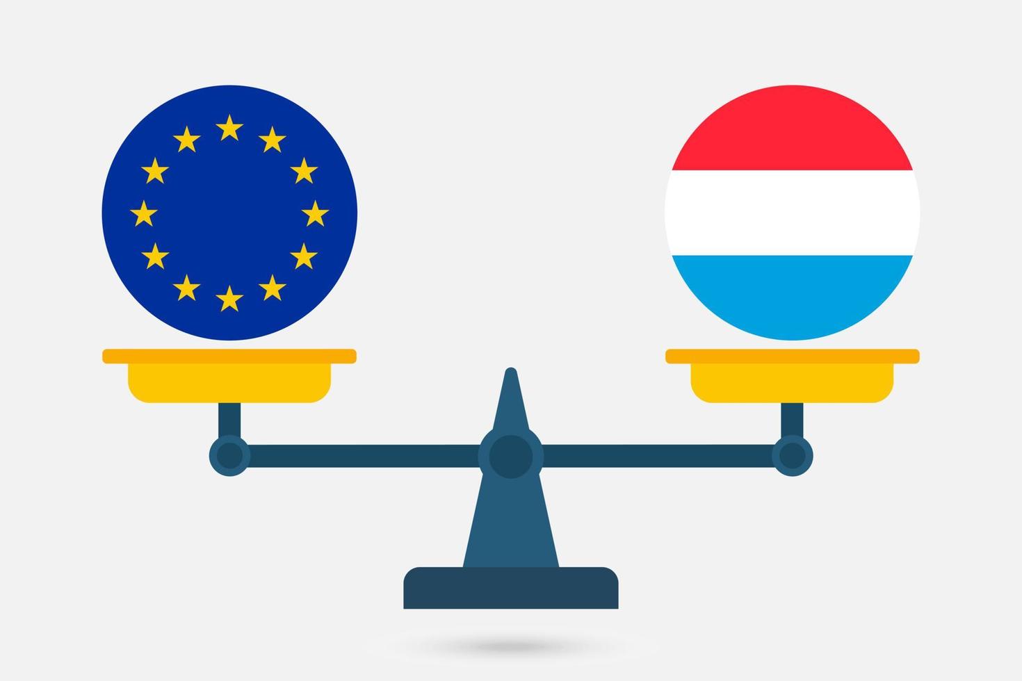 waagen, die die eu- und die luxemburg-flagge balancieren. Vektor-Illustration. vektor