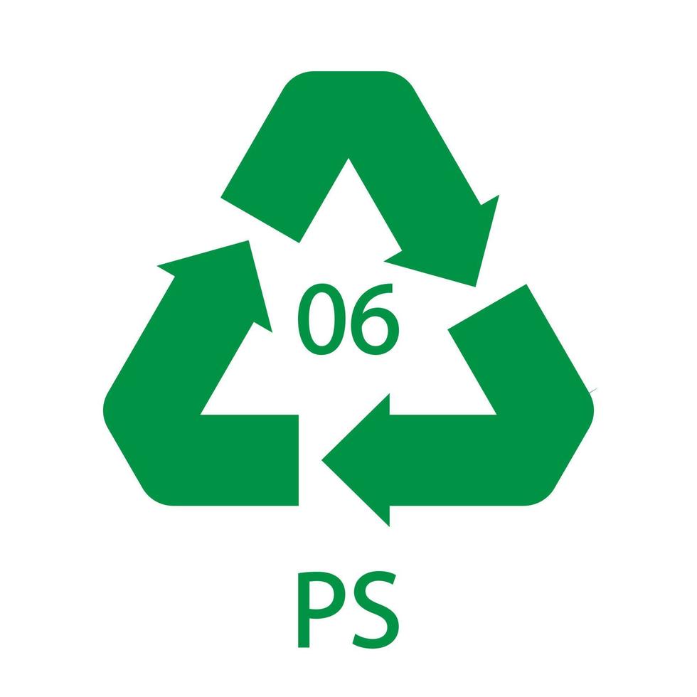 ps 06 återvinningskodsymbol. plast återvinning vektor polystyren tecken.