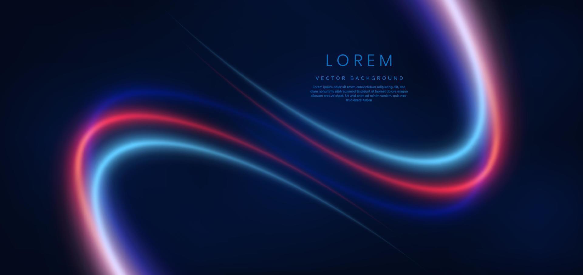 abstrakt teknik futuristiska glödande blå och röda ljuslinjer med hastighet rörelseoskärpa effekt på mörkblå bakgrund. vektor